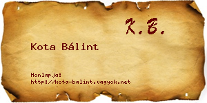 Kota Bálint névjegykártya